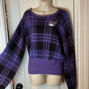 Sanrio Purple and Black Plaid Sweater